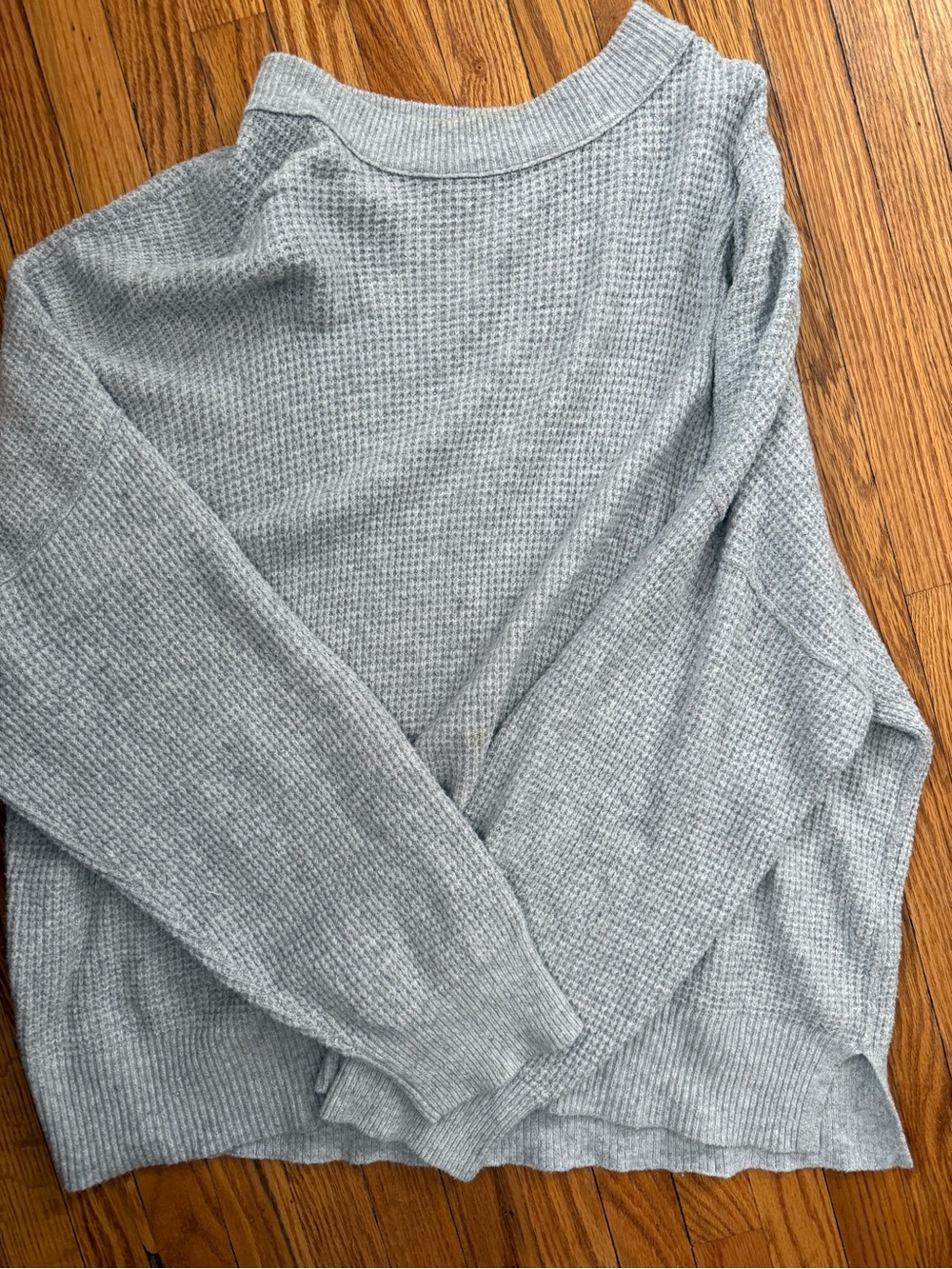 Classic Light Gray Waffle Knit Sweater